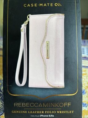 Rebecca Minkoff Pale Pink Leather Folio Wristlet for iPhone 6/6s